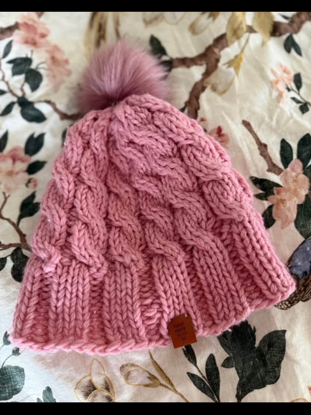 Pink Knit Pom Pom Beanie for Kids - Soft Winter Hat